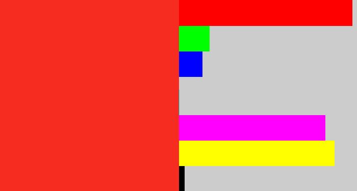 Hex color #f72c20 - vermillion