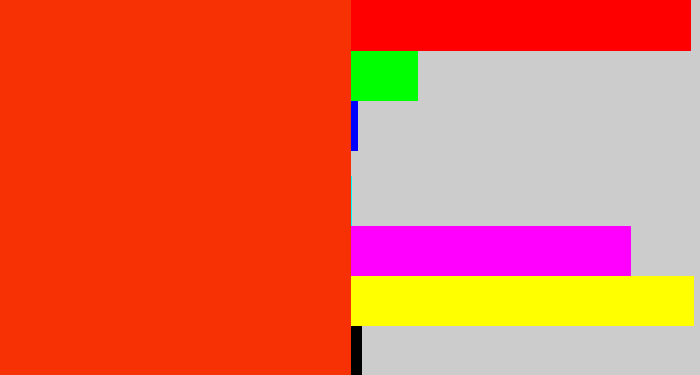 Hex color #f73104 - orangish red