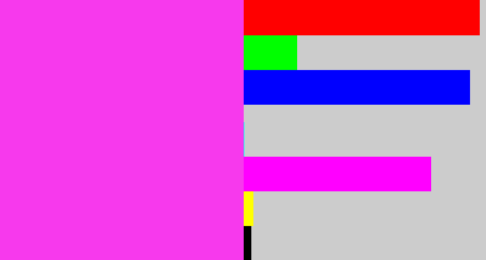 Hex color #f739ed - pink/purple