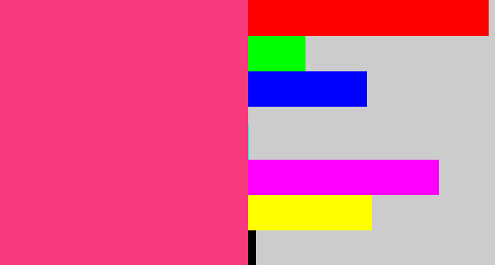 Hex color #f73a7b - warm pink