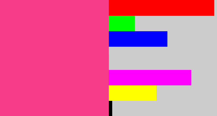 Hex color #f73c8a - warm pink