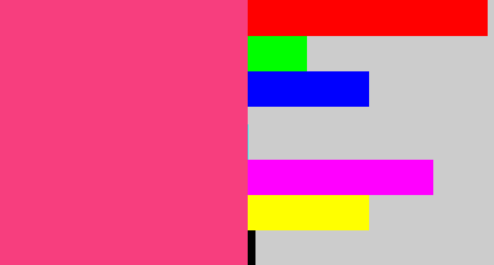 Hex color #f73e7e - warm pink