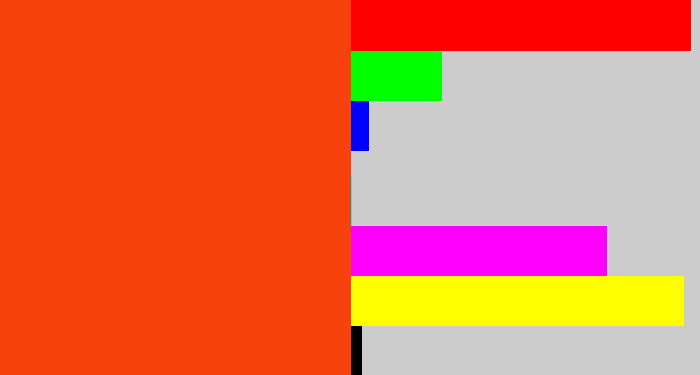 Hex color #f7420d - orangered