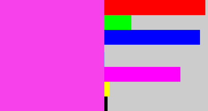 Hex color #f742eb - purple pink