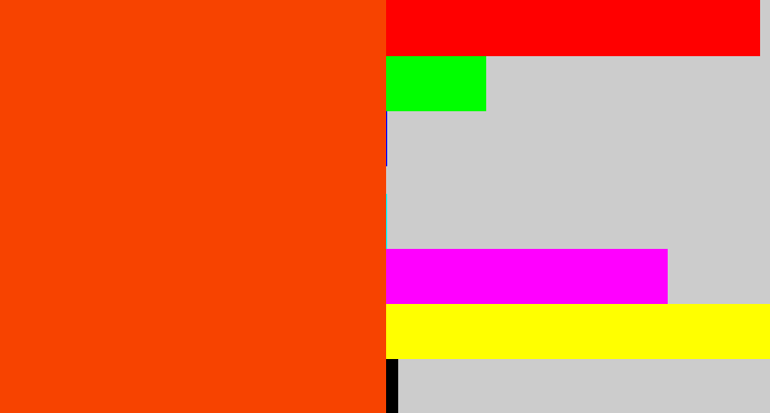 Hex color #f74300 - red orange