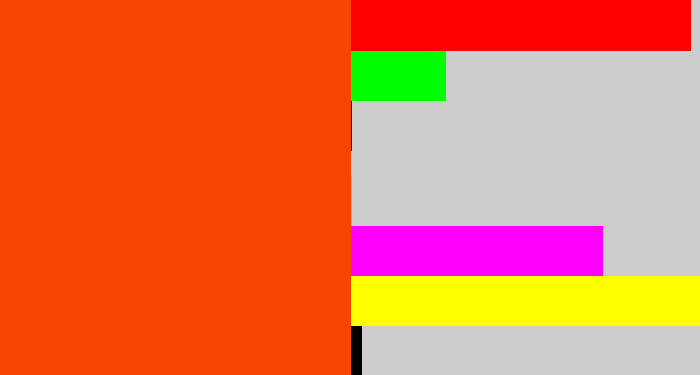 Hex color #f74400 - blood orange