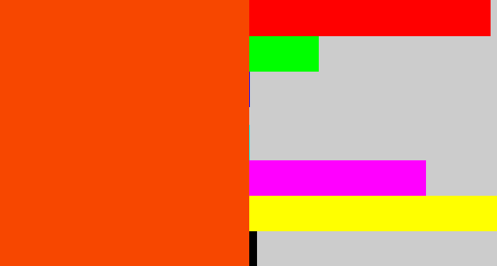 Hex color #f74700 - blood orange