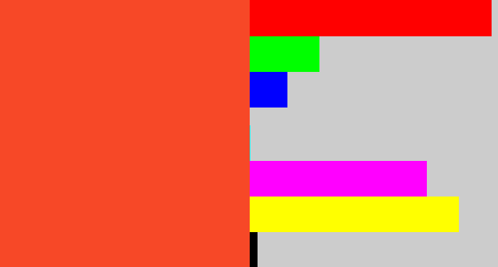 Hex color #f74827 - orangey red