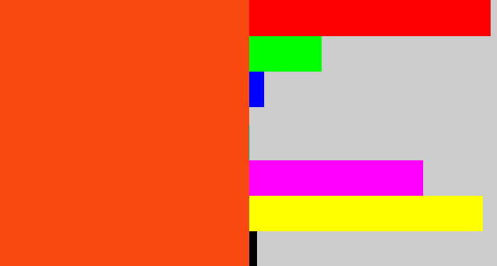 Hex color #f74910 - orangered