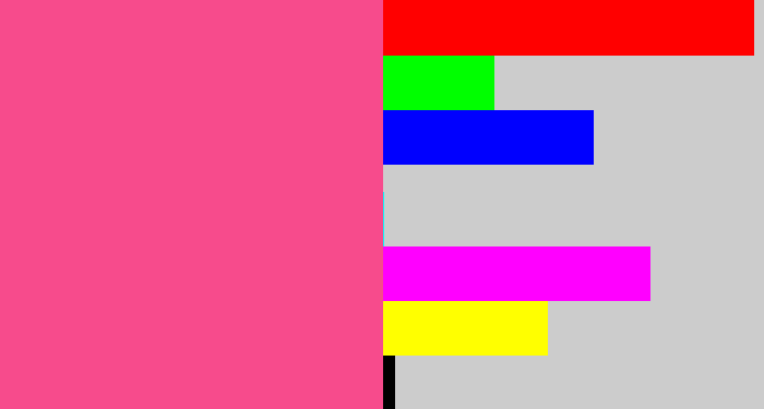 Hex color #f74b8c - warm pink