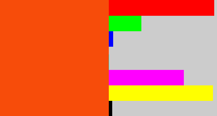 Hex color #f74c0a - blood orange
