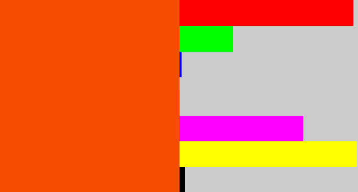 Hex color #f74d03 - blood orange