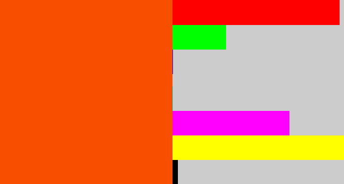 Hex color #f74e00 - blood orange