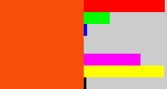 Hex color #f74f0b - blood orange