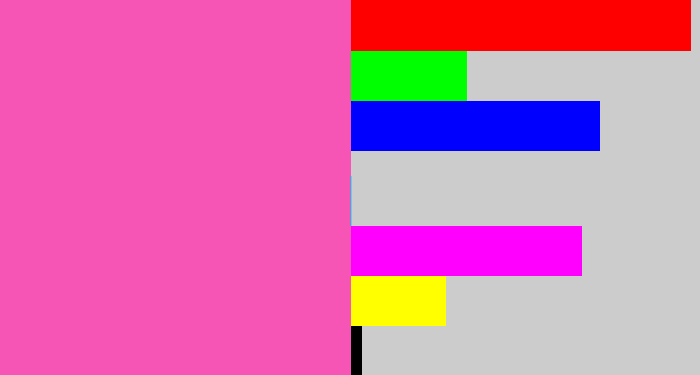 Hex color #f755b5 - bubble gum pink