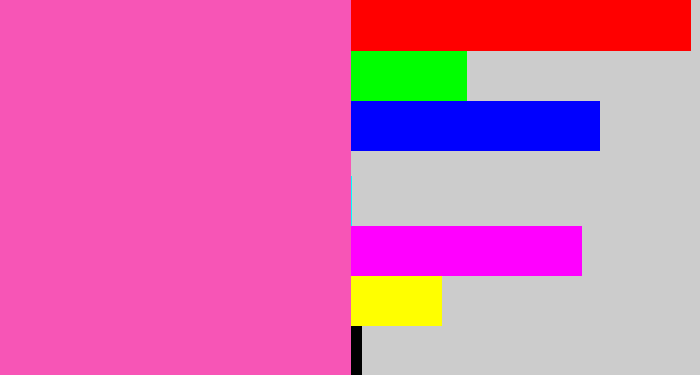 Hex color #f755b6 - bubble gum pink