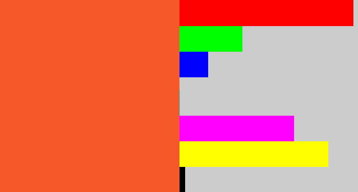 Hex color #f75829 - reddish orange