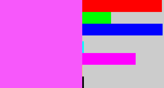 Hex color #f758fb - violet pink