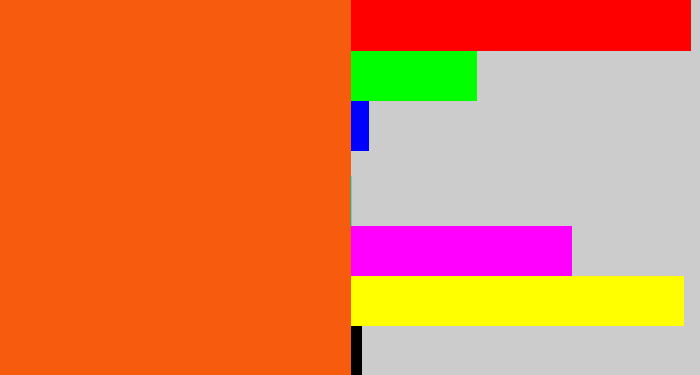 Hex color #f75b0d - bright orange