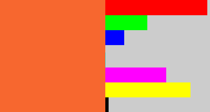 Hex color #f7672f - dusty orange