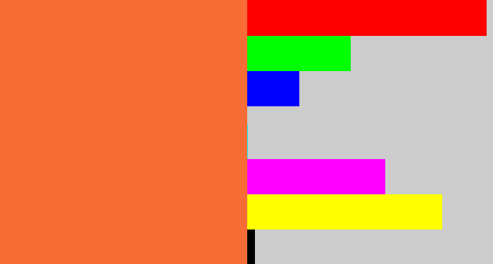 Hex color #f76c35 - dusty orange