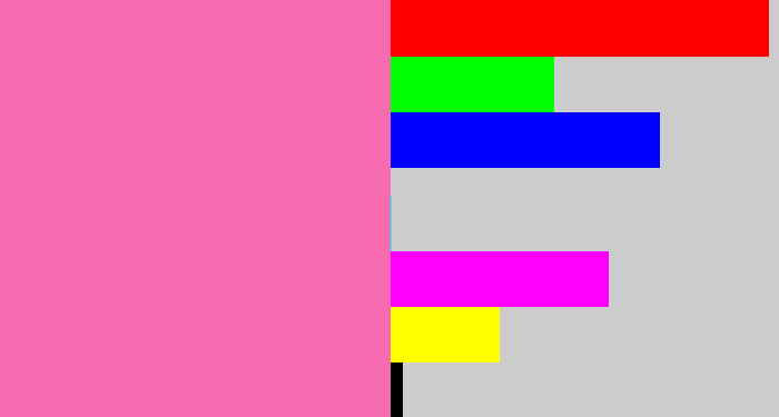 Hex color #f76cb1 - bubble gum pink