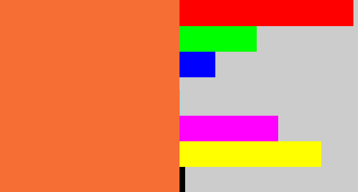 Hex color #f76e34 - dusty orange