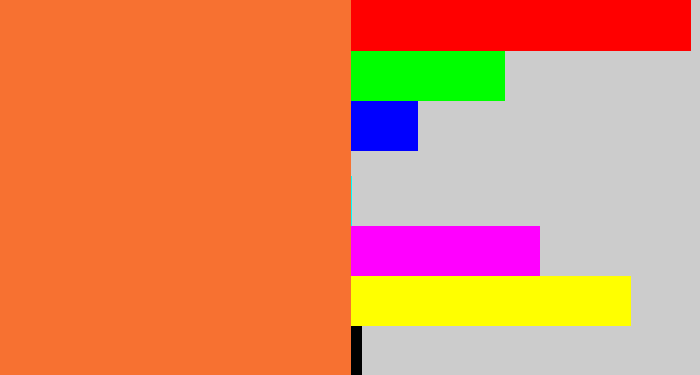 Hex color #f77131 - dusty orange