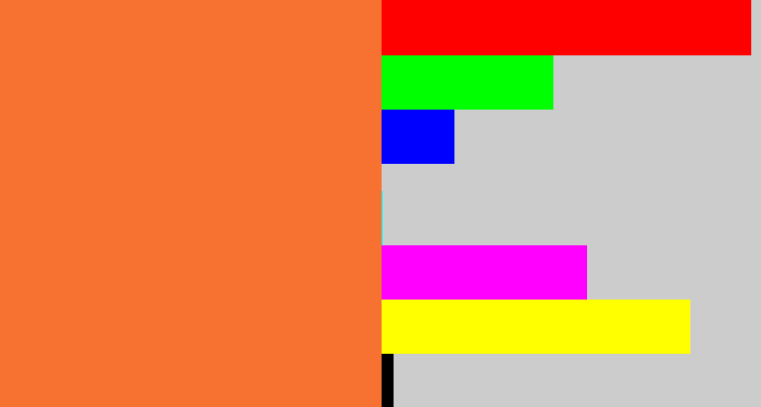 Hex color #f77230 - dusty orange