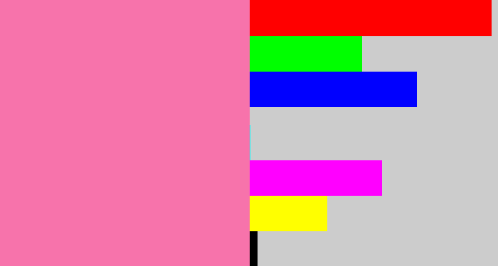 Hex color #f773ab - bubble gum pink