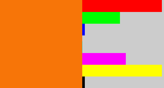 Hex color #f77508 - orange