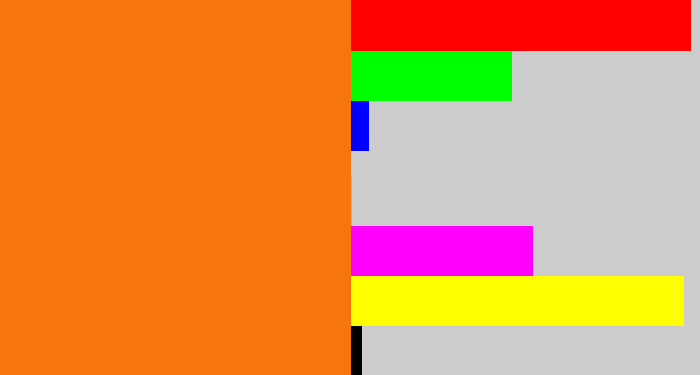 Hex color #f7760c - orange
