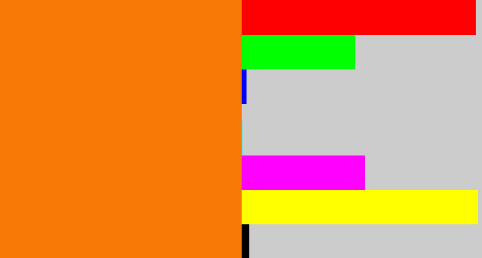 Hex color #f77805 - orange