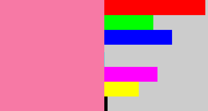 Hex color #f779a5 - carnation pink