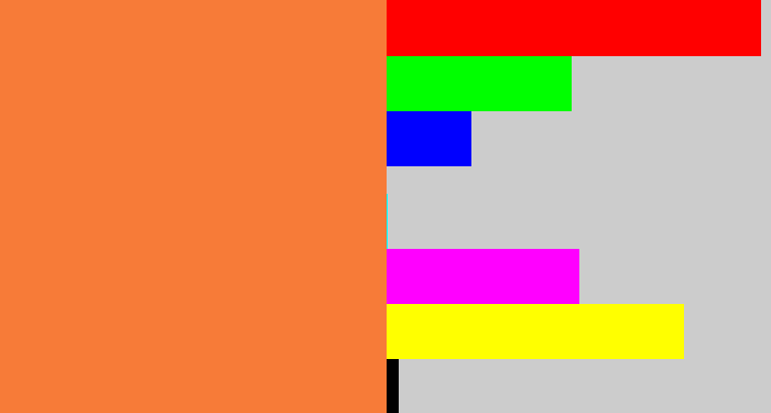 Hex color #f77b38 - dusty orange