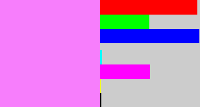 Hex color #f77efc - purply pink
