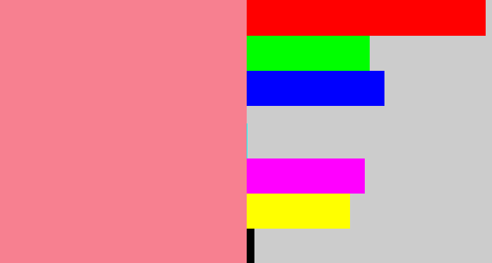 Hex color #f78090 - blush pink