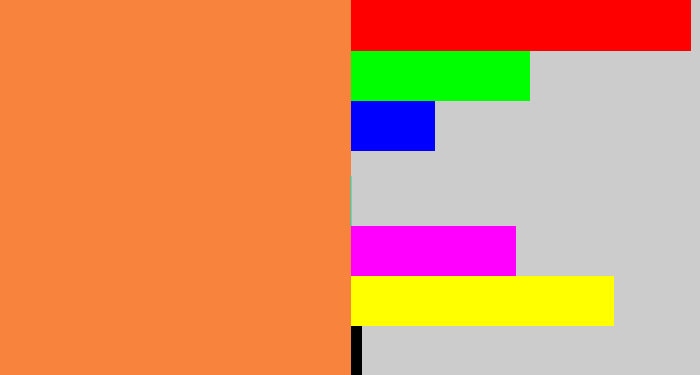Hex color #f7833d - dusty orange