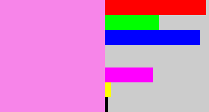Hex color #f785e9 - purply pink