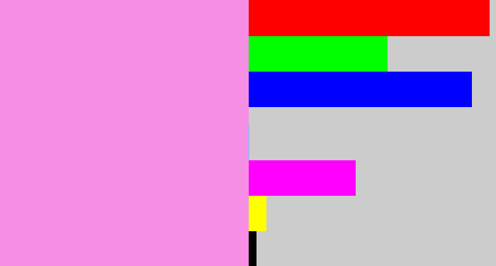 Hex color #f78ee5 - purply pink