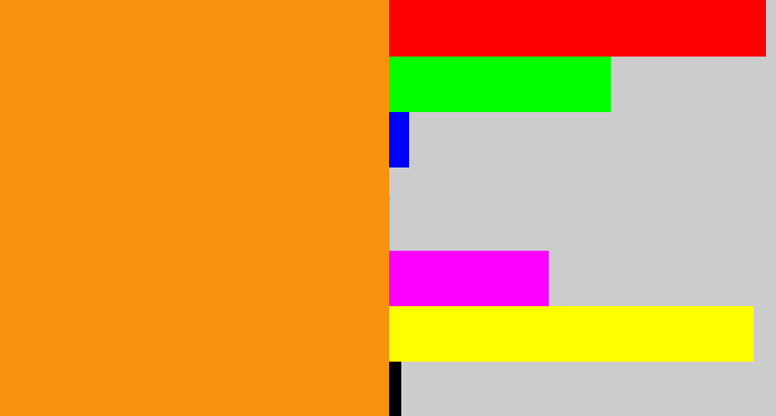 Hex color #f7910e - tangerine