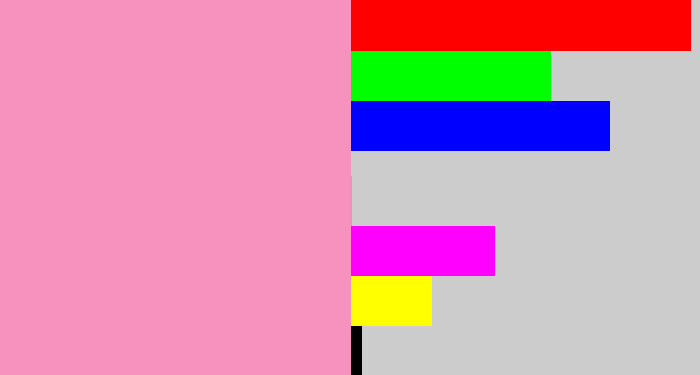 Hex color #f791bd - pink
