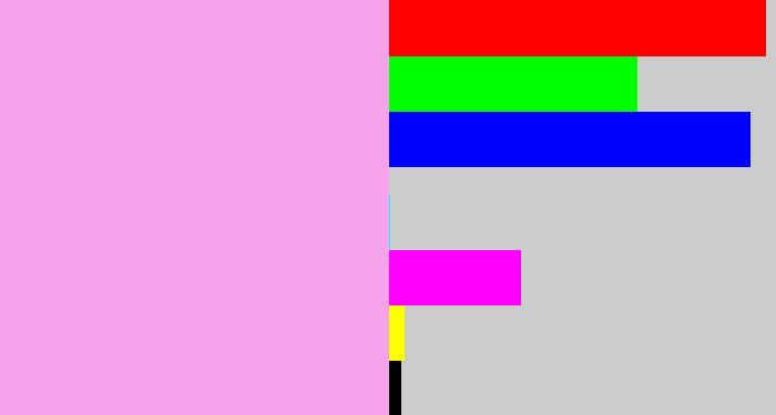 Hex color #f7a3ec - powder pink