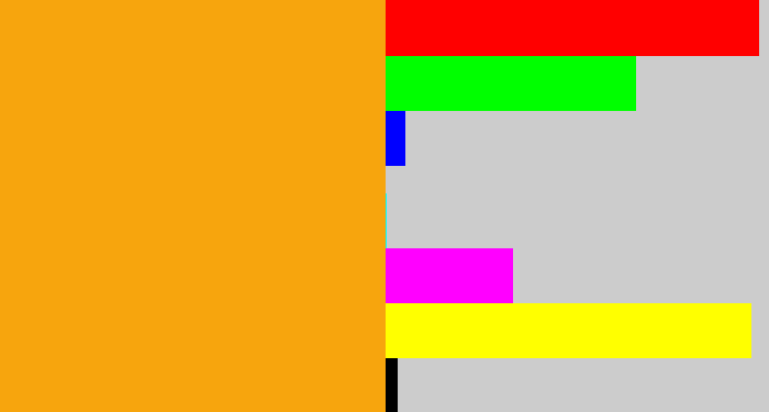 Hex color #f7a50d - yellowish orange