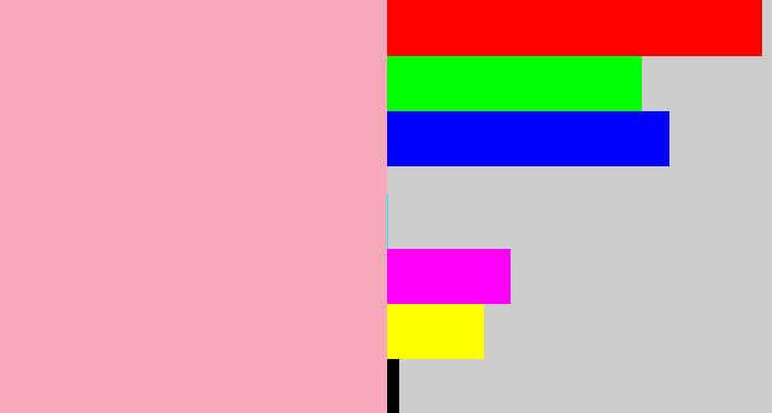 Hex color #f7a8b9 - soft pink