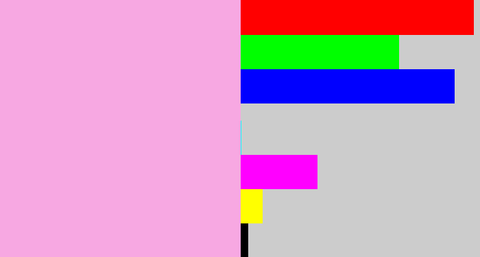 Hex color #f7a8e2 - powder pink