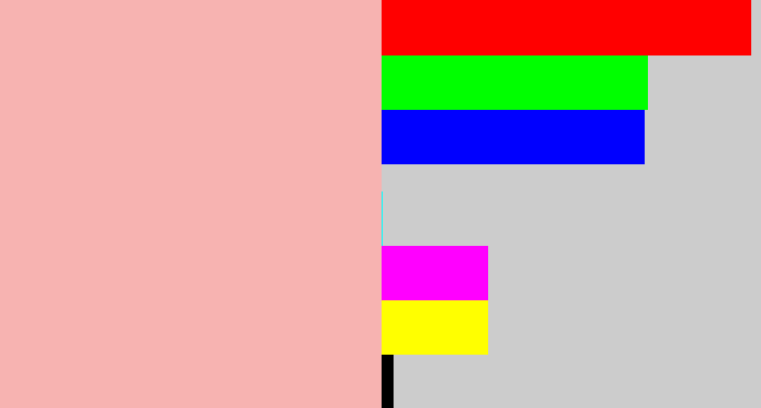 Hex color #f7b3b1 - soft pink