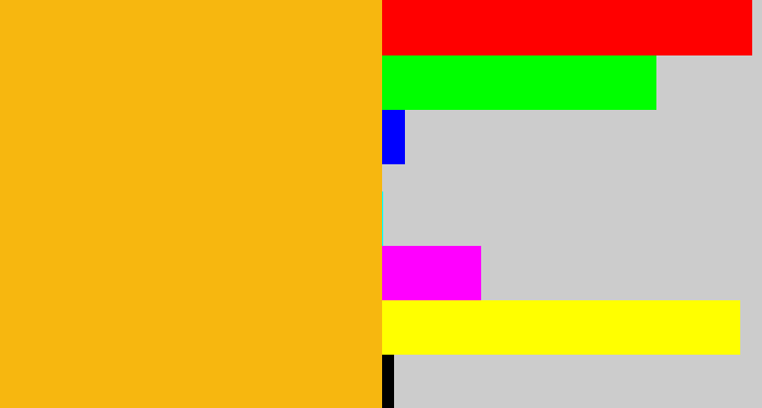 Hex color #f7b70f - orangey yellow