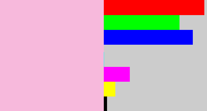 Hex color #f7b9dc - powder pink
