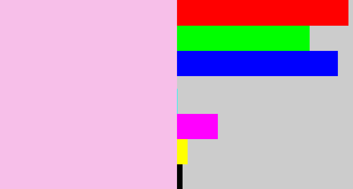 Hex color #f7bfe9 - light pink